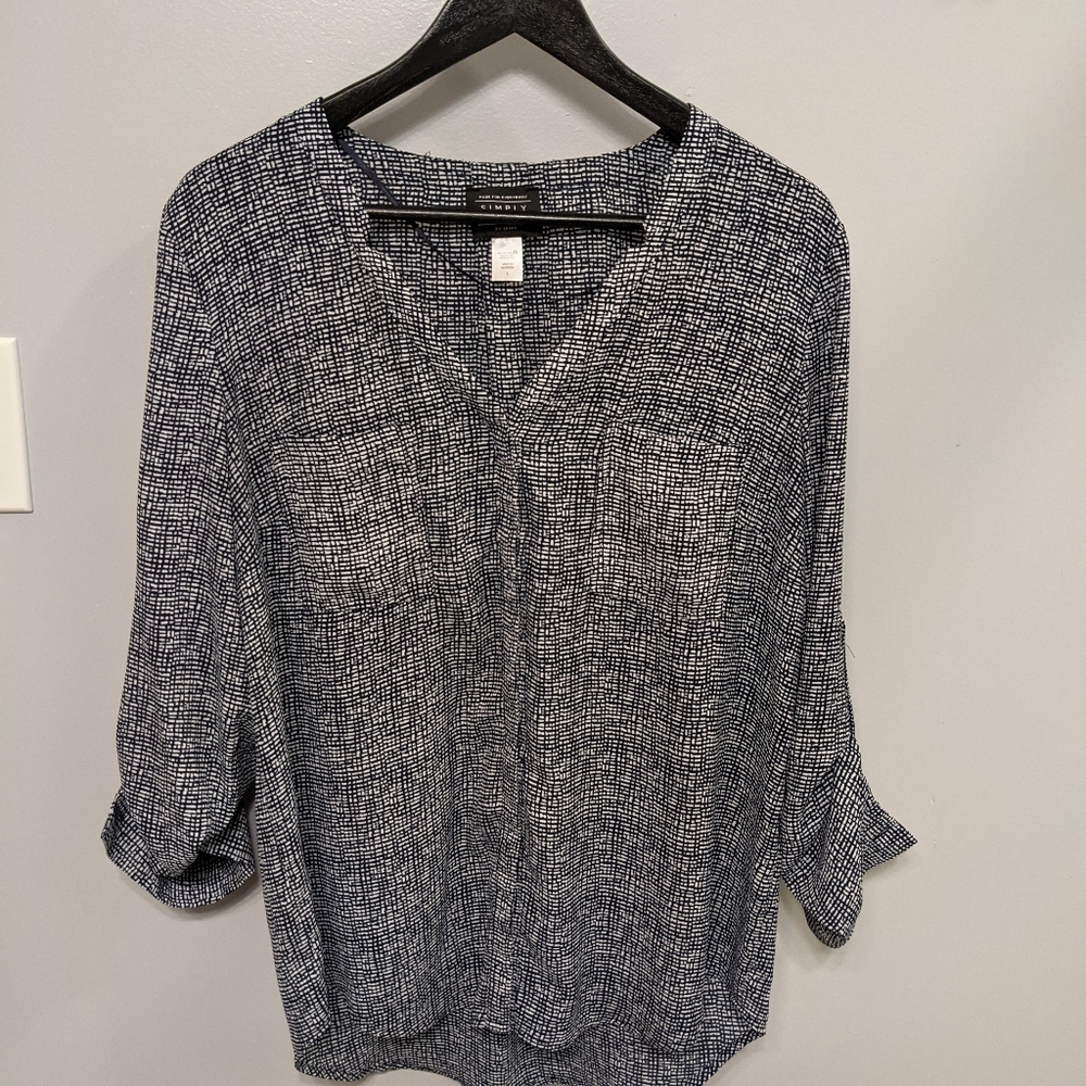 Navy and white blouse